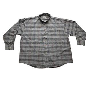 Kenny Rogers Plaid Button Down Shirt Gray Men’s XL 17–17.5